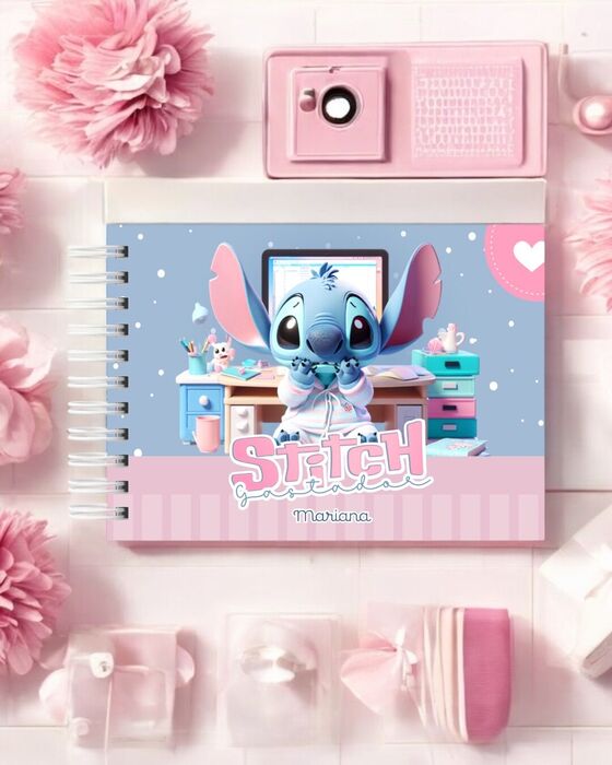 Caderno de Desenho – Stitch Good Vibes – Personalizado com Nome  