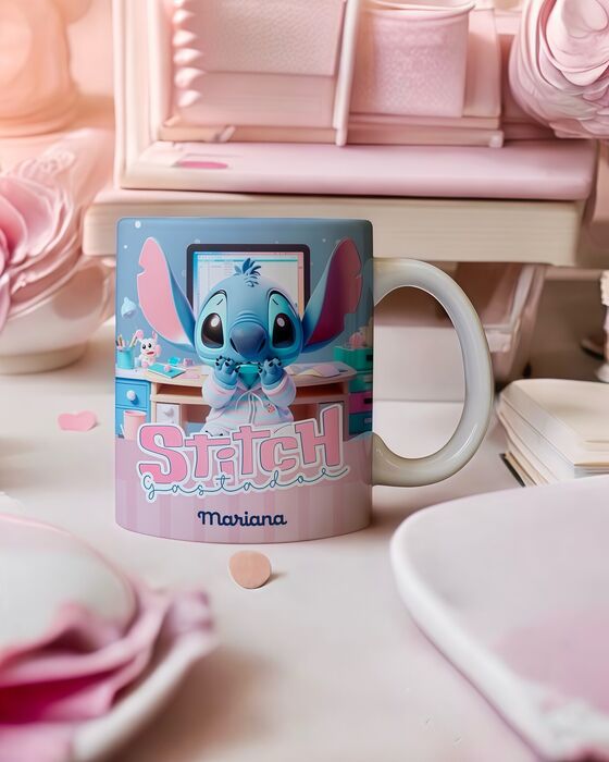 Caneca Stitch Good Vibes – Personalizada com Nome