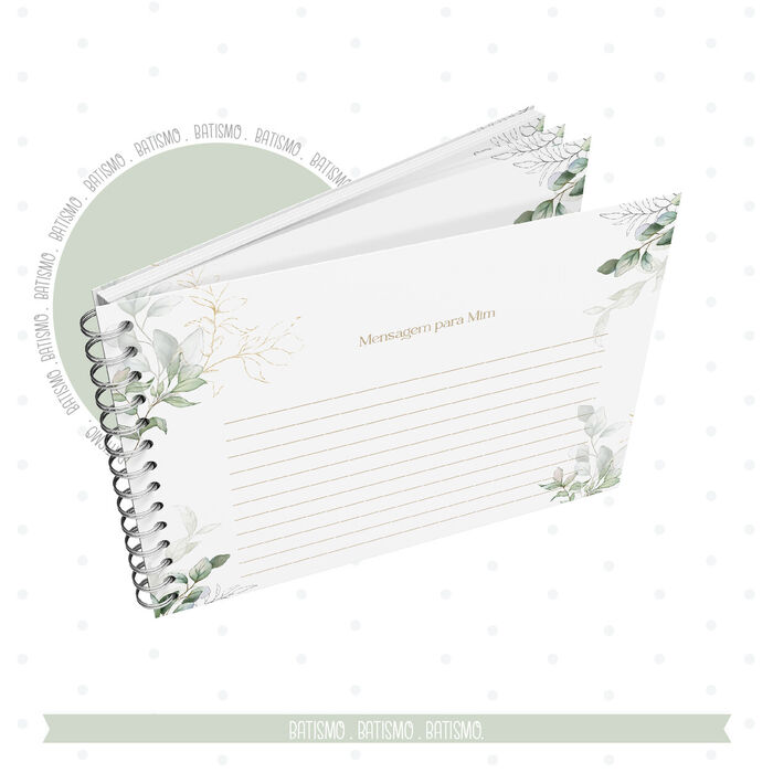 Livro de Mensagens Floral para Batismo Personalizado - menino
