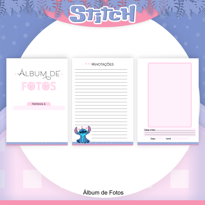 Álbum de Fotografias Stitch Personalizado – Perfeito para Guardar as Suas Memórias