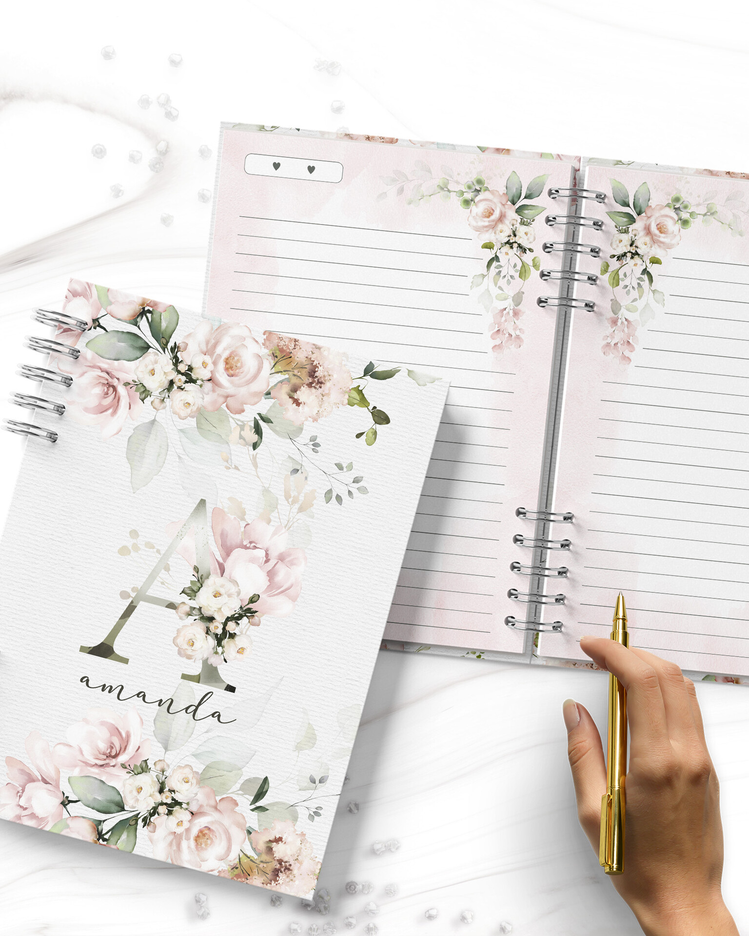 Caderno Alfabeto Floral Rosa 3