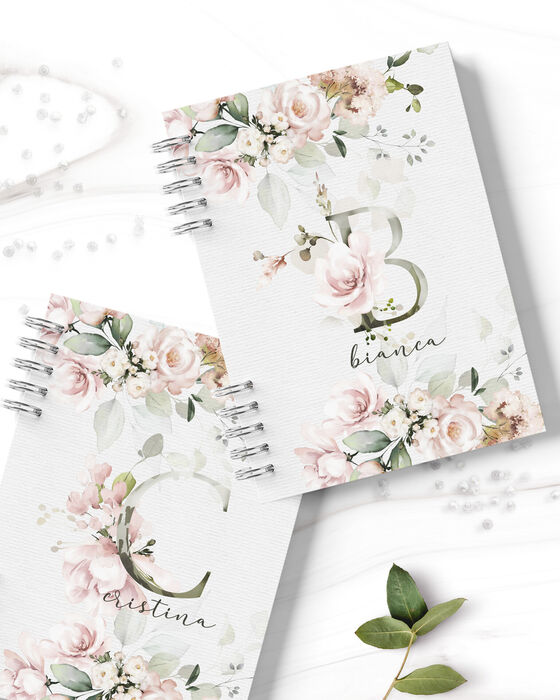 Caderno Alfabeto Floral Rosa