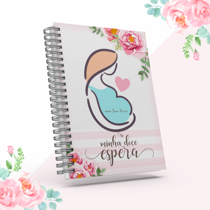 Diário da Grávida Personalizado Floral