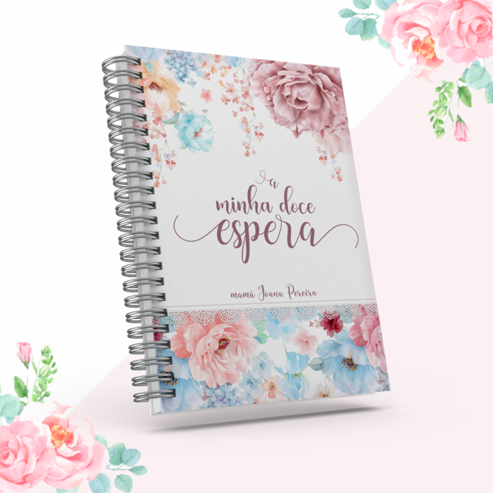 Diário da Grávida com desenho floral e título 