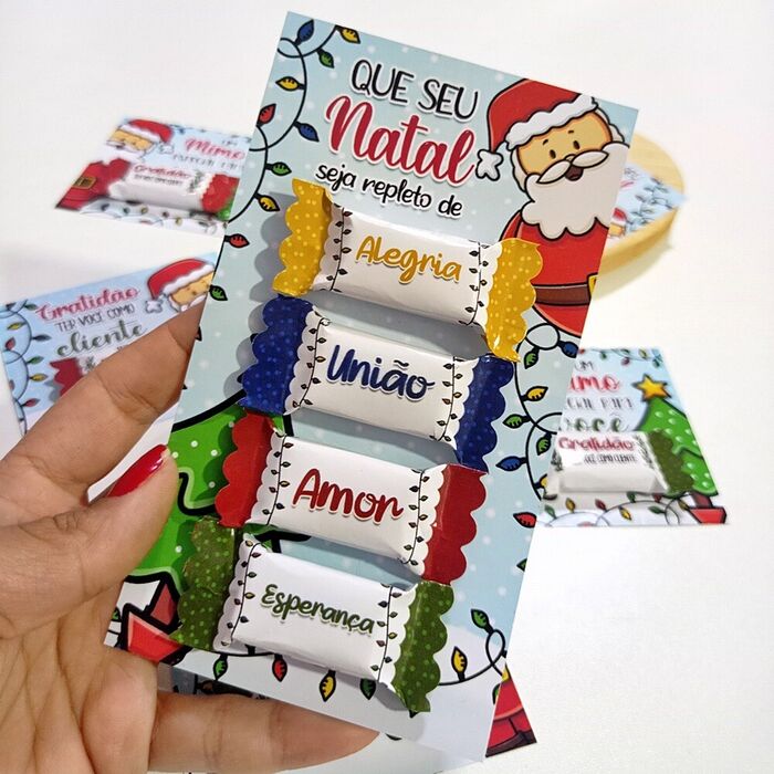 Cartão com 4 chocolates tema *Natal*