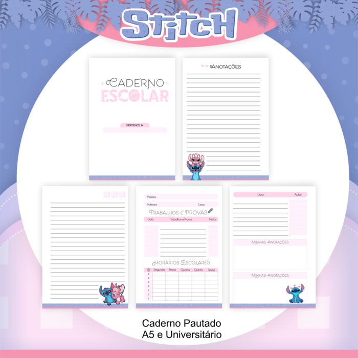 Caderno Personalizado 'Stitch' com Nome