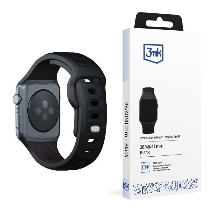 3mk Silicone Watch Strap For Apple - 38/40/41/42 mm Black (small)