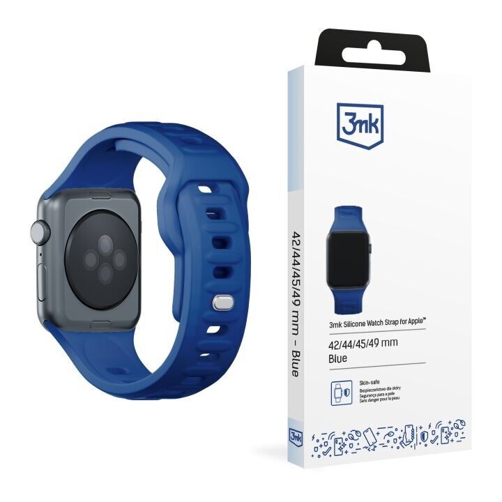 3mk Silicone Watch Strap For Apple - 42/44/45/46/49 mm Blue (big)