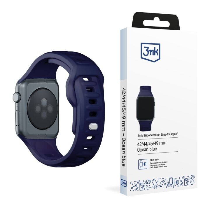 3mk Silicone Watch Strap For Apple - 42/44/45/46/49 mm Ocean Blue (big)