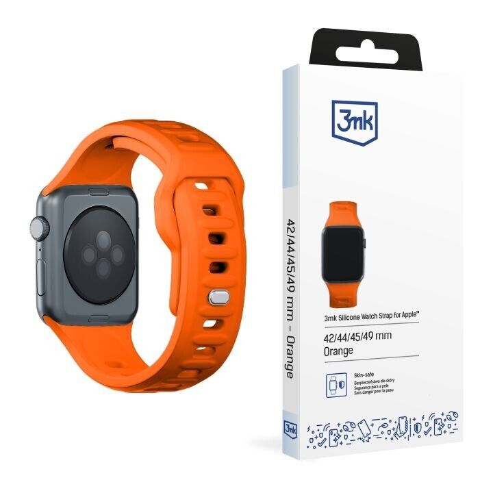 3mk Silicone Watch Strap For Apple - 42/44/45/46/49 mm Orange (big)