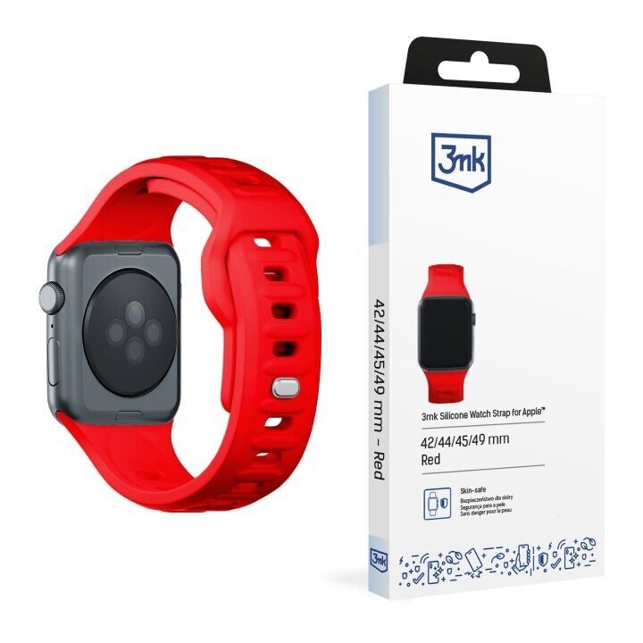 3mk Silicone Watch Strap For Apple - 42/44/45/46/49 mm Red (big)