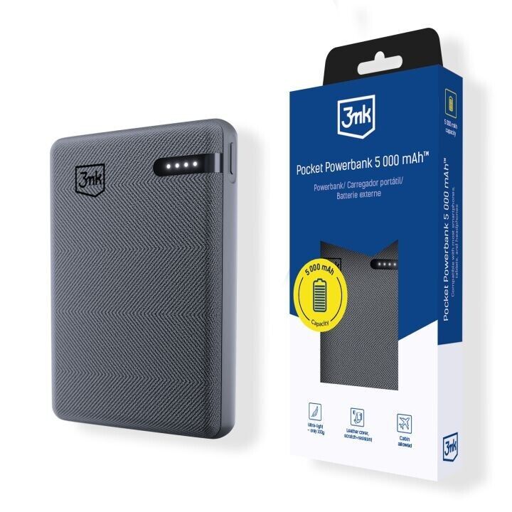 3mk Pocket Powerbank 5,000mah 12W Usb-c Grey