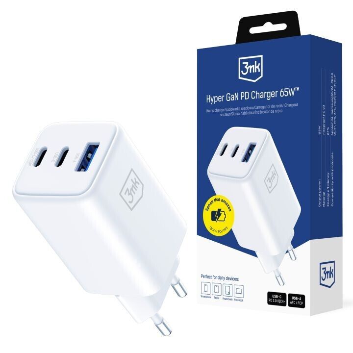 3mk Hyper Gan Charger 65W Qc4+ Pd Pps Usb 1a2c Eu