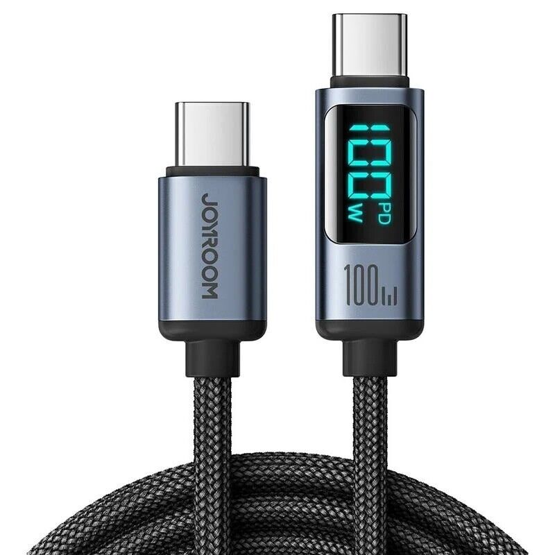 Cabo Joyroom USB-C-USB-C 100W com display LED| 1.2M | Preto