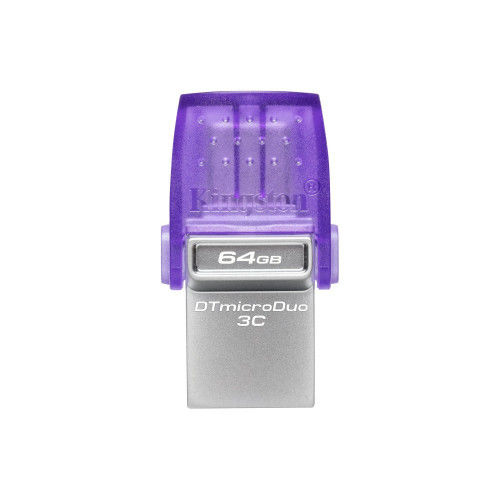 Kingston Unidade flash USB Technology DataTraveler microDuo 3C 64 GB USB Type-A / USB Type-C 3.2 Gen 1 (3.1 Gen 1) Roxo, Aço inoxidável