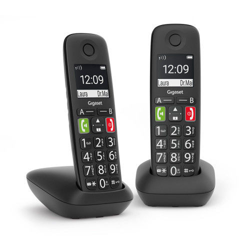 Gigaset E290 Duo DECT/telefone analógico identificador de chamadas preto
