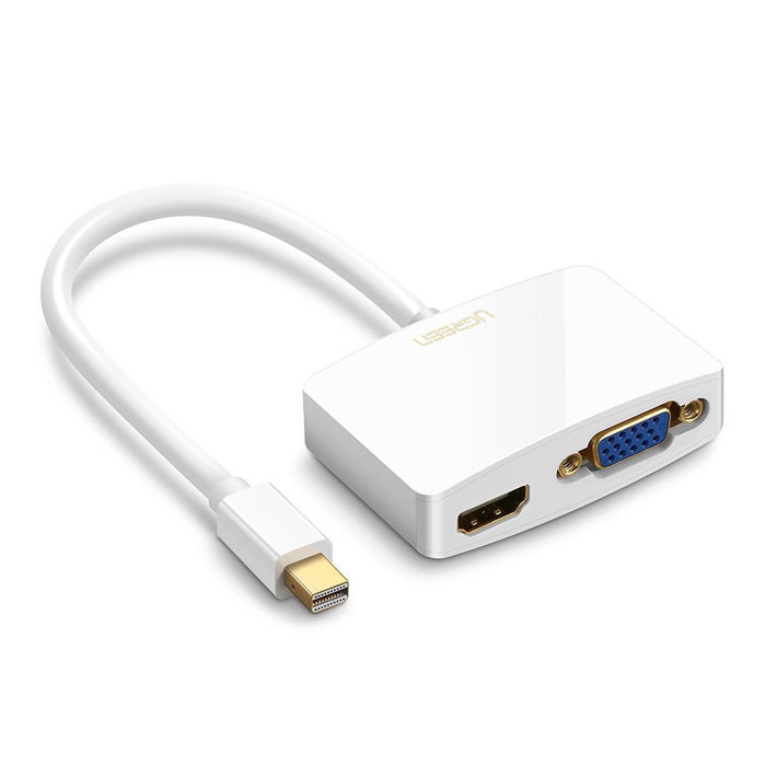 Ugreen 10427 adaptador de cabo de vídeo Mini DisplayPort HDMI + VGA (D-Sub) Branco