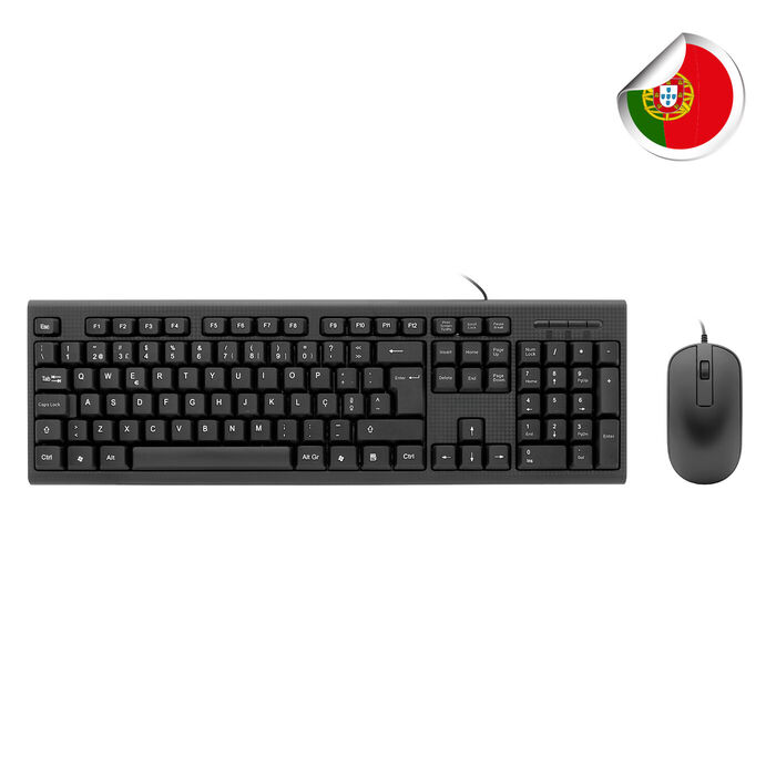CoolBox KIT DE TECLADO+RATON USB PORTUGUÊS MEMBRANA+ÓPTICO 1000 DPI RESISTENTE A RESPINGOS