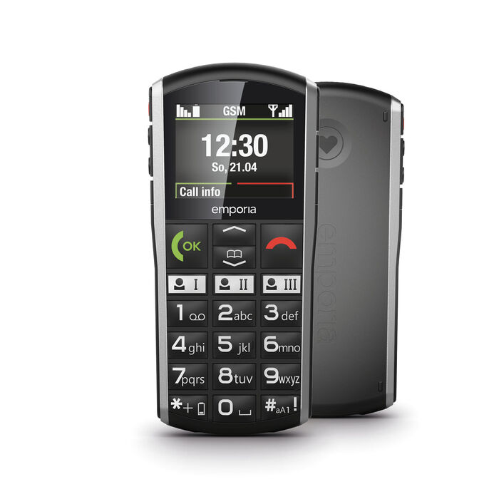 Emporia emporiaSIMPLICITY 5,08 cm (2") 90 g Preto, Prateado Telefone digital