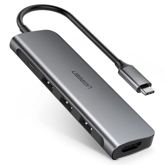 Ugreen 50209 base & duplicador de portas USB 3.2 Gen 1 (3.1 Gen 1) Type-C Preto, Cinzento