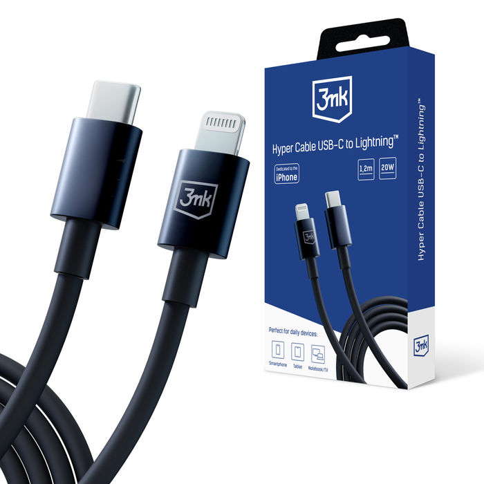 3mk Hyper Cable C To Lightning 20W 1.2m Black