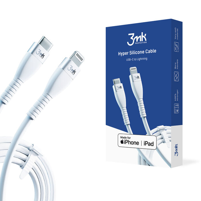 3mk Hyper Silicone Cable Type-c To Lightning 20W 3A White