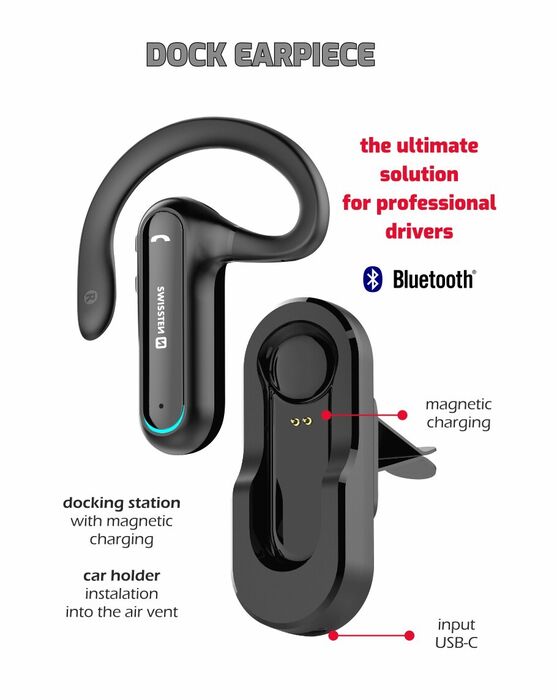 Swissten Headset Bluetooth Dock Earpiece