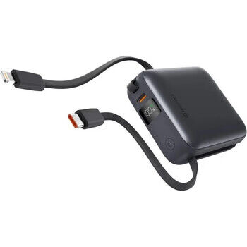 Powerbank Swissten Space 10000 mAh 35W com cabo USB-C Cinza