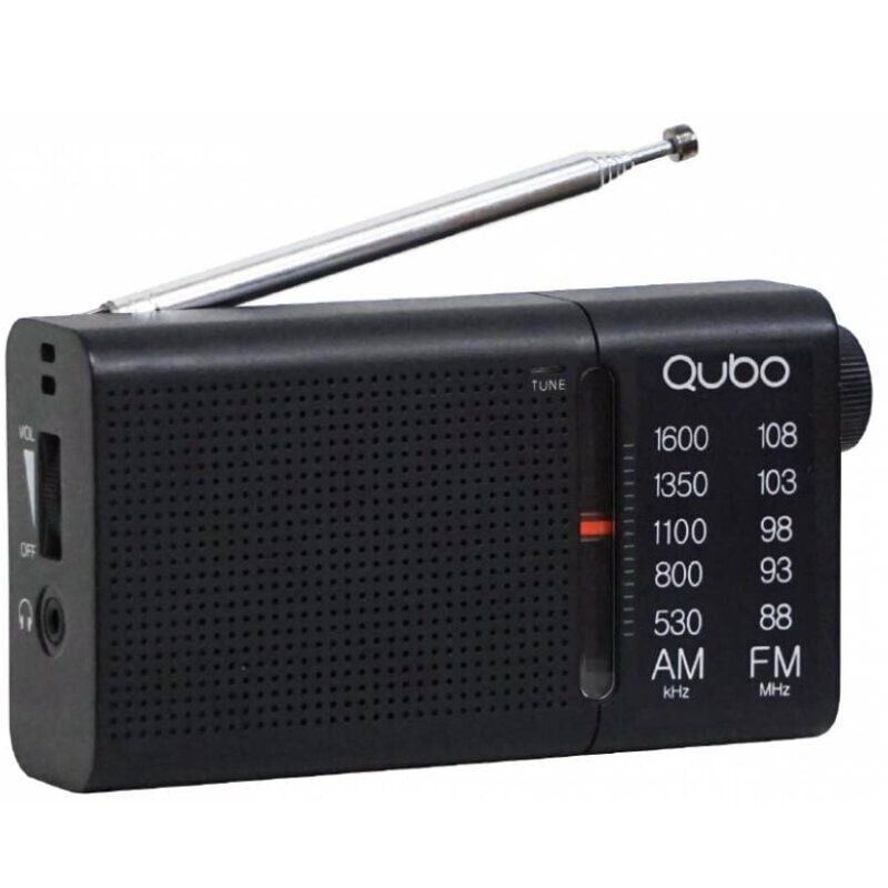 Qubo Rádio Portátil R-s2 | Pilhas | Preto