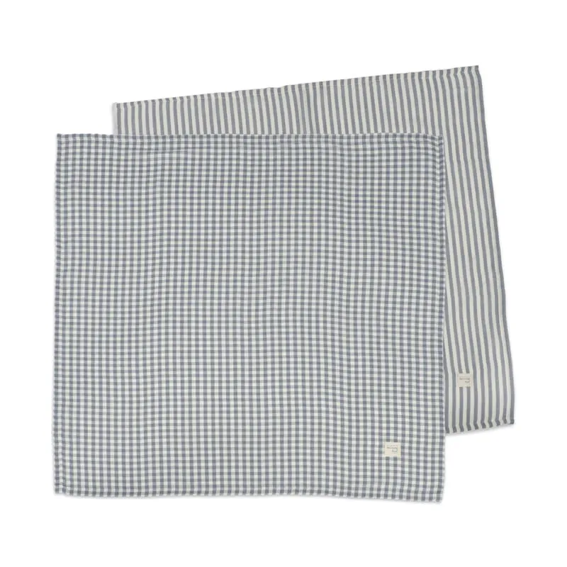 Set 2 Muslin Squares 70x70cm Praliné Vichy/Strips Matcha