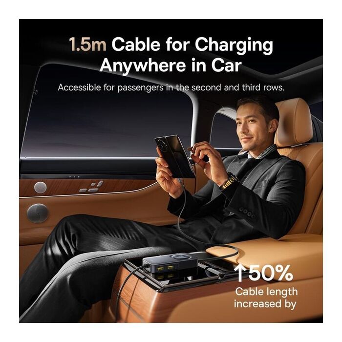 Carregador Auto Baseus PrimeTrip VW1 com Cabo Retrátil 60W