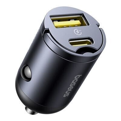 Carregador Isqueiro Baseus Tiny Star Mini Car Charger (U+C) 30W Cosmic Black