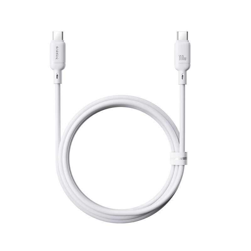 CABO BASEUS SILKY SERIES FAST CHARGING CABLE TYPE-C TO TYPE-C 100W 1M MOON WHITE