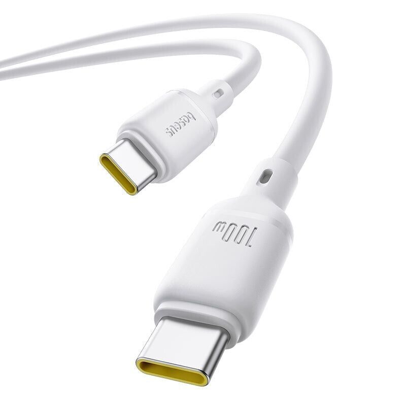 CABO BASEUS SILKY SERIES FAST CHARGING CABLE TYPE-C TO TYPE-C 100W 1M MOON WHITE