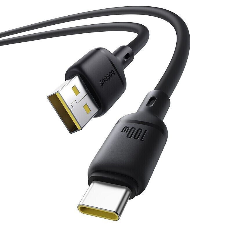 Cabo Baseus Silky Fast Charging Data Cable Usb-A To Usb-C 3A 2M Black