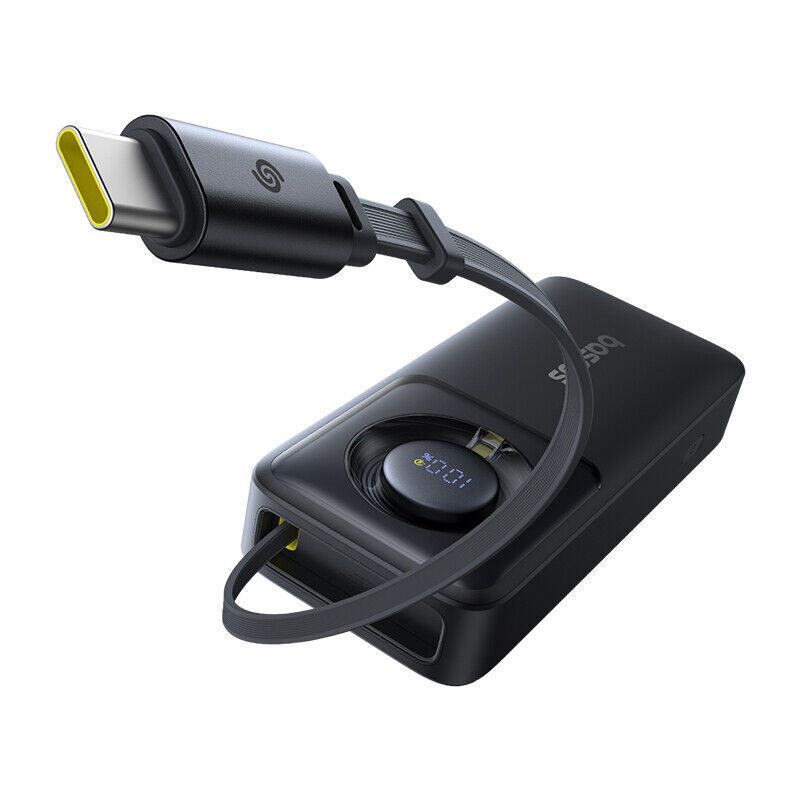 Free2Pull Power Bank with Retractable Cable 10000mAh 30W Cosmic Black 