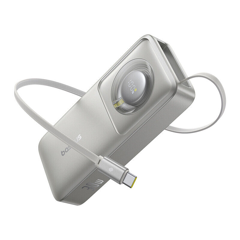 Free2Pull Power Bank with Retractable Cable 10000mAh 30W Cosmic Cinzento