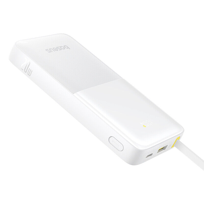  Bipow 2 Digital Display Power Bank With Built-in USB-C Cable 10000mah 20W Moon White