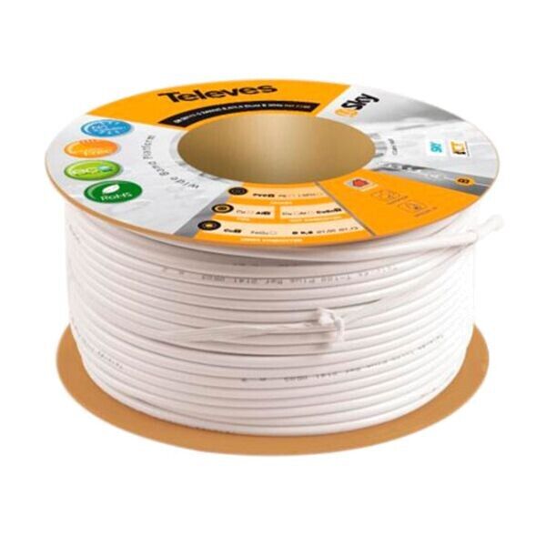 Televes Cabo Coaxial CuFe+AL+Malha AI 5mm Rolo 100m