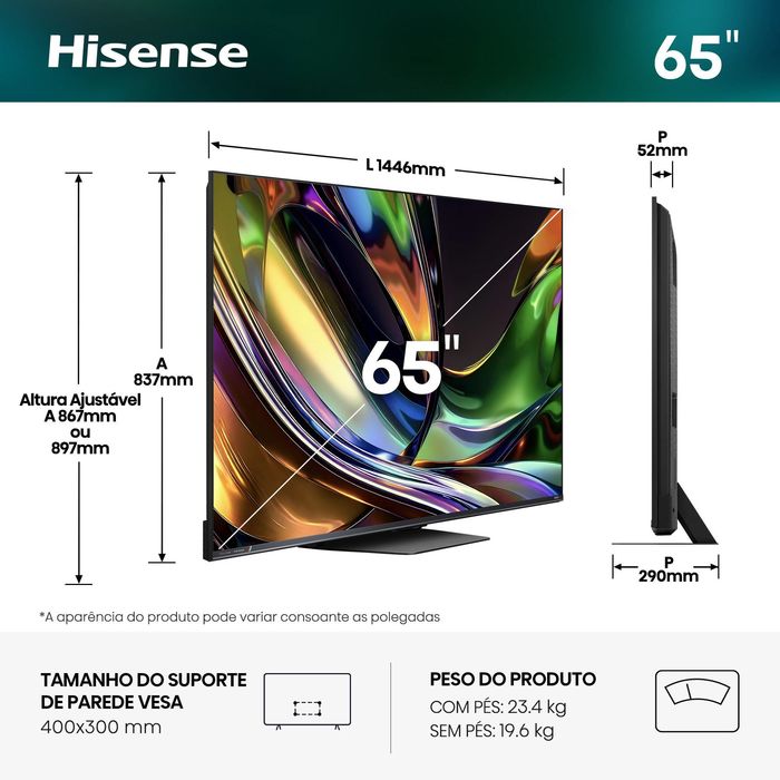  TV Hisense 65" 65UR8S Mini LED Smart TV 4K