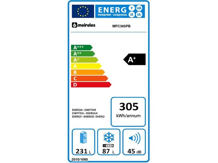 Frigorífico Combinado MEIRELES MFC 365 PB No Frost Total 190 cm 318 L Azul