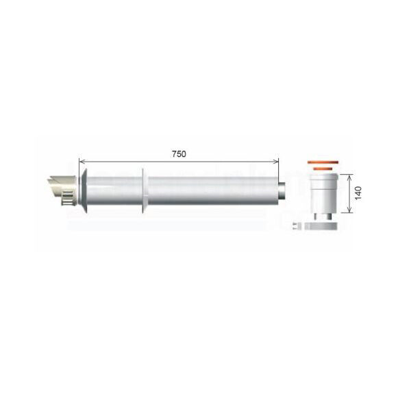Kit de Descarga Coaxial Ariston D60/100 Saída Vertical para Caldeira