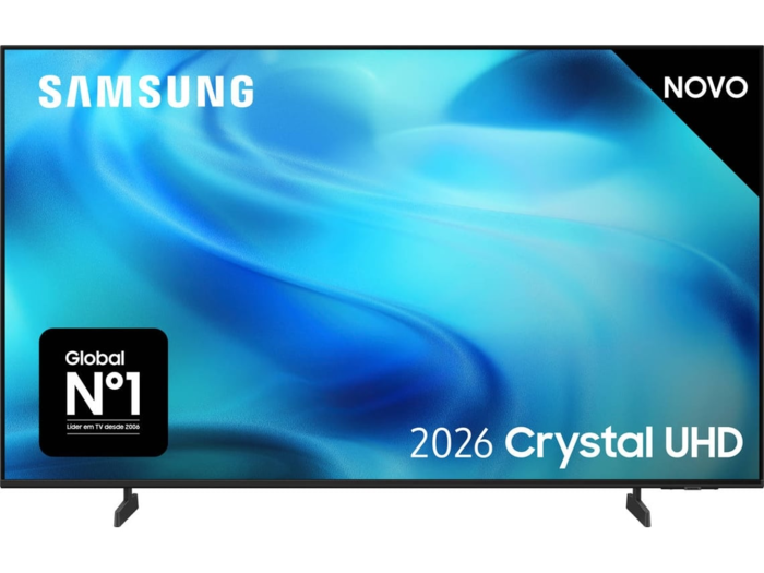 Imagem 4K nítida e cores vibrantes com Smart TV Samsung de 43”. Design elegante, acesso a apps e experiência fluida para entretenimento diário.