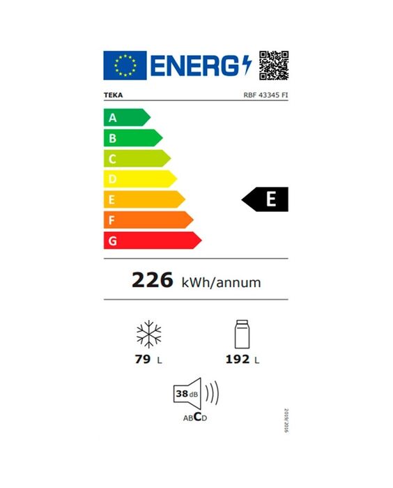  Frigorífico Combinado Encastre Teka RBF 43345 FI 271L Classe E