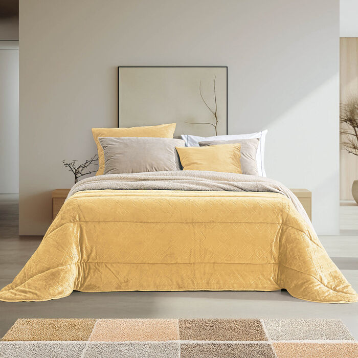Coral fleece comforter Borreguito Alpes - Camel