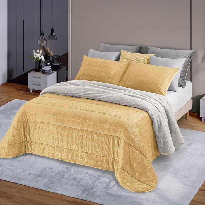 Coral fleece comforter Borreguito Apalaches - Yellow