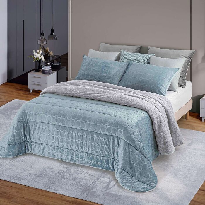 Coral fleece comforter Borreguito Apalaches - Blue