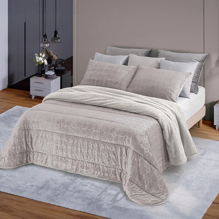 Coral fleece comforter Borreguito Apalaches - Linen