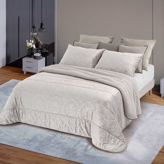 Coral fleece comforter Borreguito Himalaias - Pearl