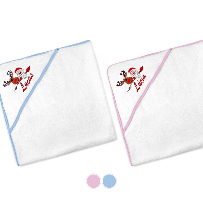 Toalha de bebé com capuz de Natal - Personalizada